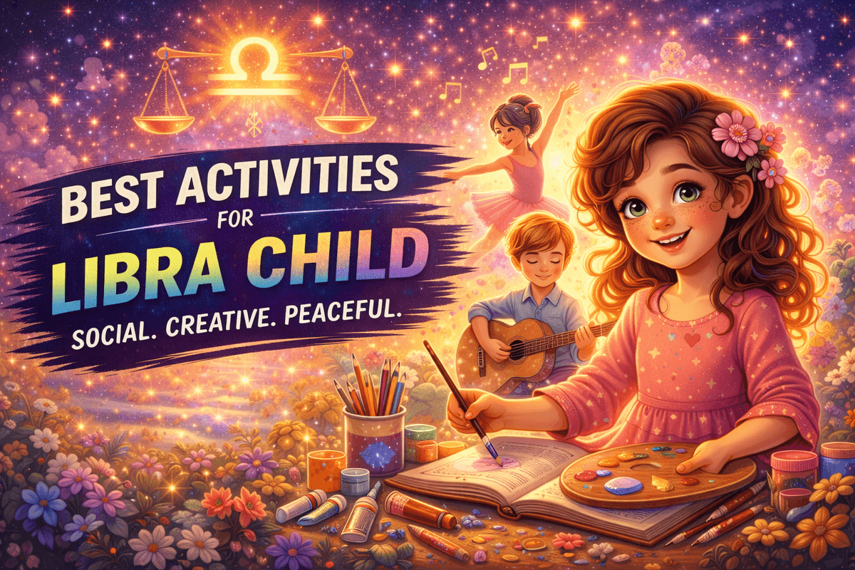 libra child astrology activities guide showing artistic and social child in harmonious celestial environment